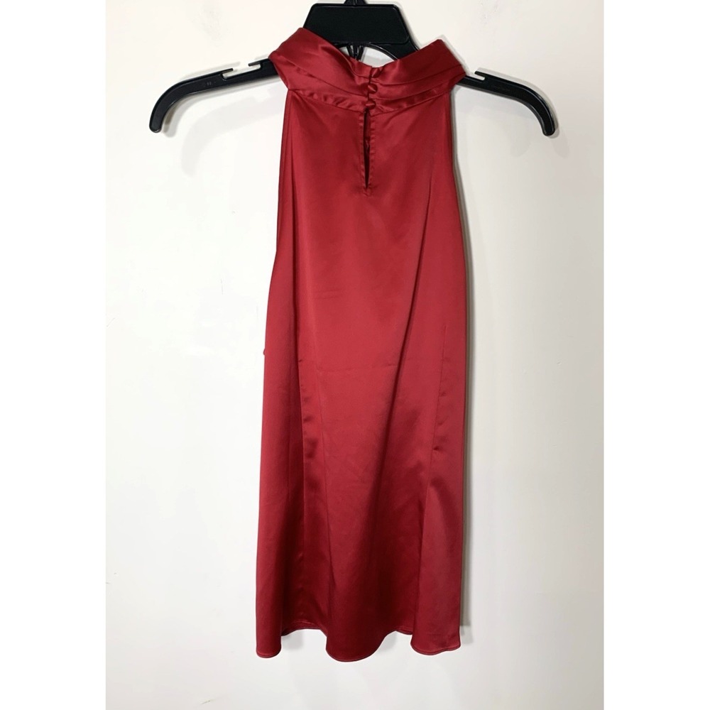 Ann Taylor Satin Halter Top Blouse Size 10 Ruby Red, Side Zip, Elegant Glam - Picture 9 of 12